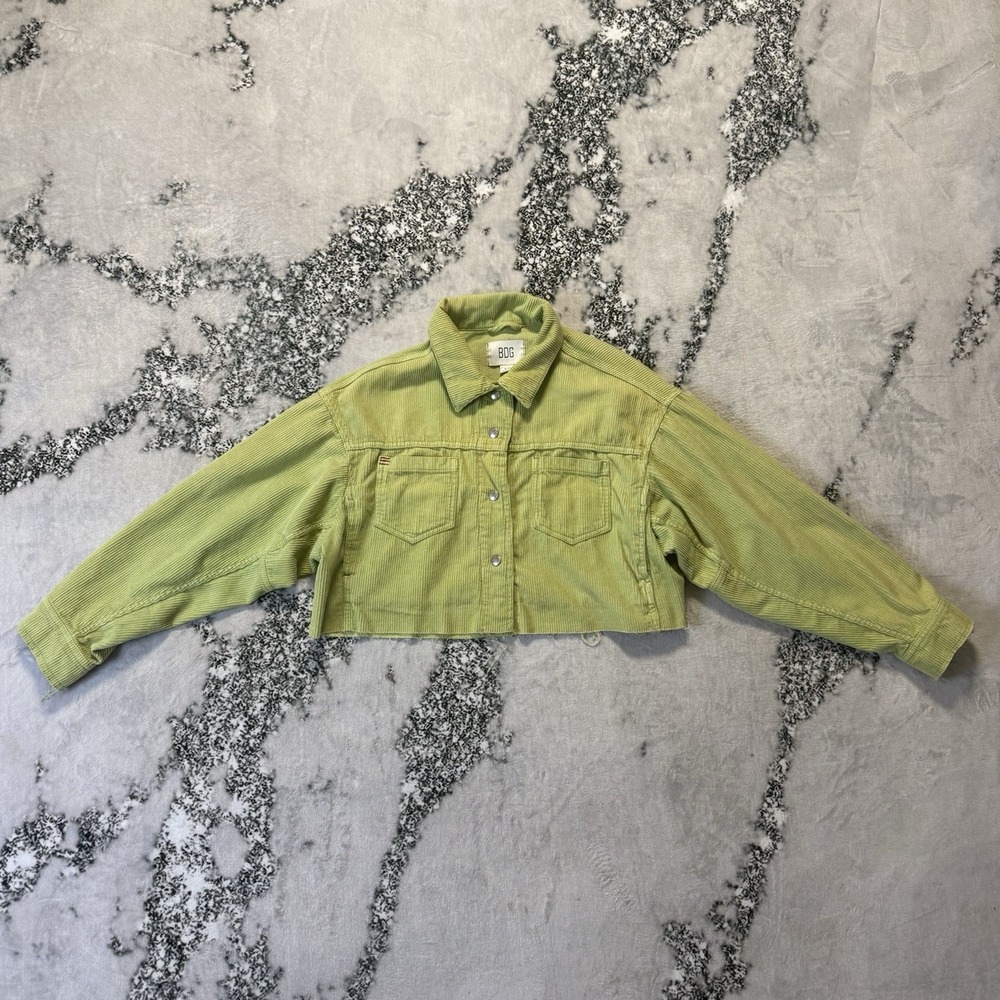 BDG Jacket Womens Size S-P Lime Green Coduroy Cropped 100% Cotton Brooklyn